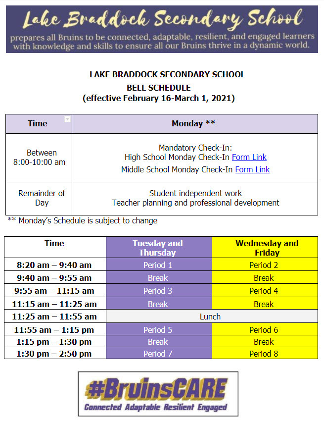 bell schedule full 2
