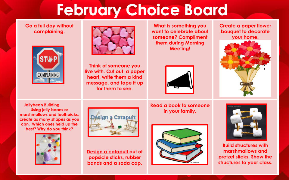 February choice board week 3