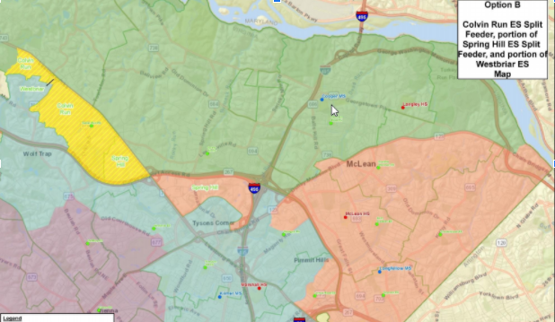 Map of Option B for McLean HS boundary adjustment