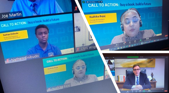 PIcture of four people participating in a virtual meeting.