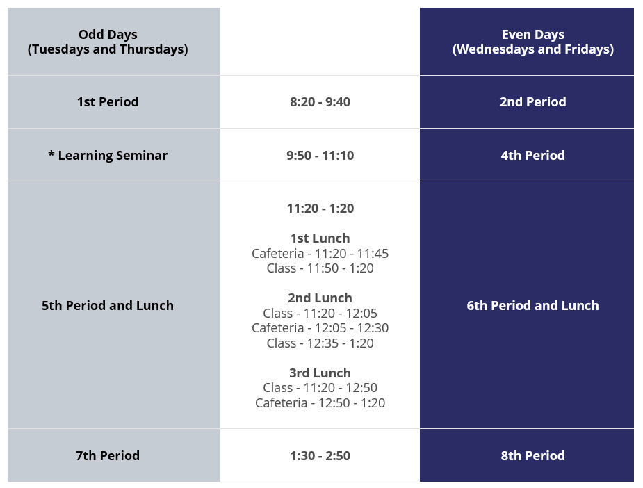 March Bell Schedule with Lunch Shirts