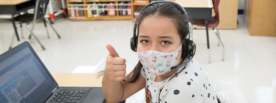 Photo of student in mask