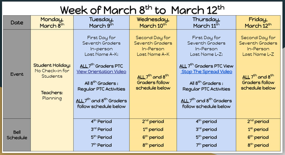 March 8 schedule