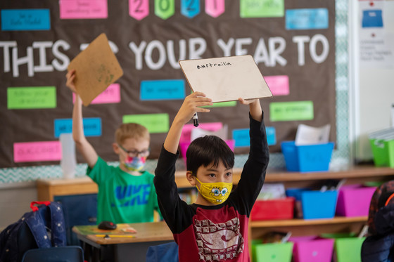 Students in a classroom. 