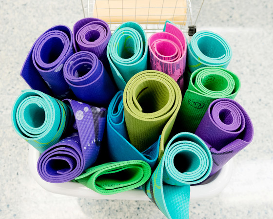 photo of colorful yoga mats