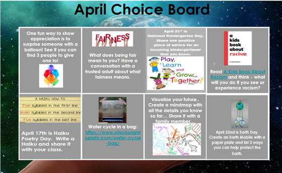 April choice board