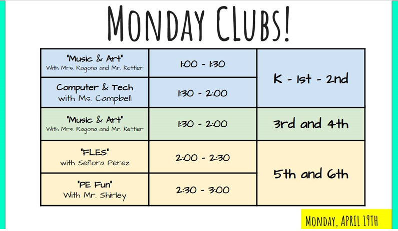 Monday Clubs!