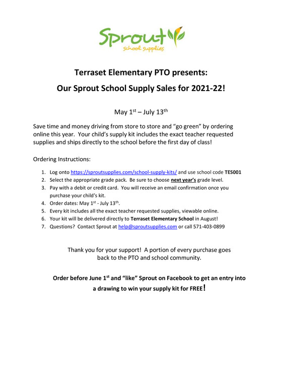 Sprout School Supplies - 2021