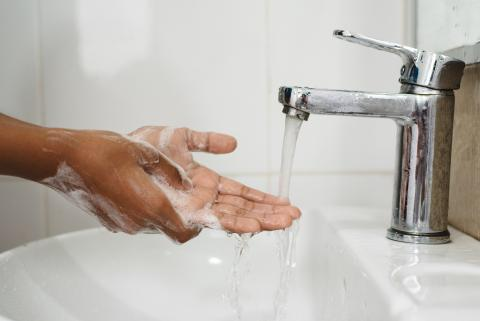photo of hand washing