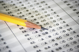 image of a scantron with pencil