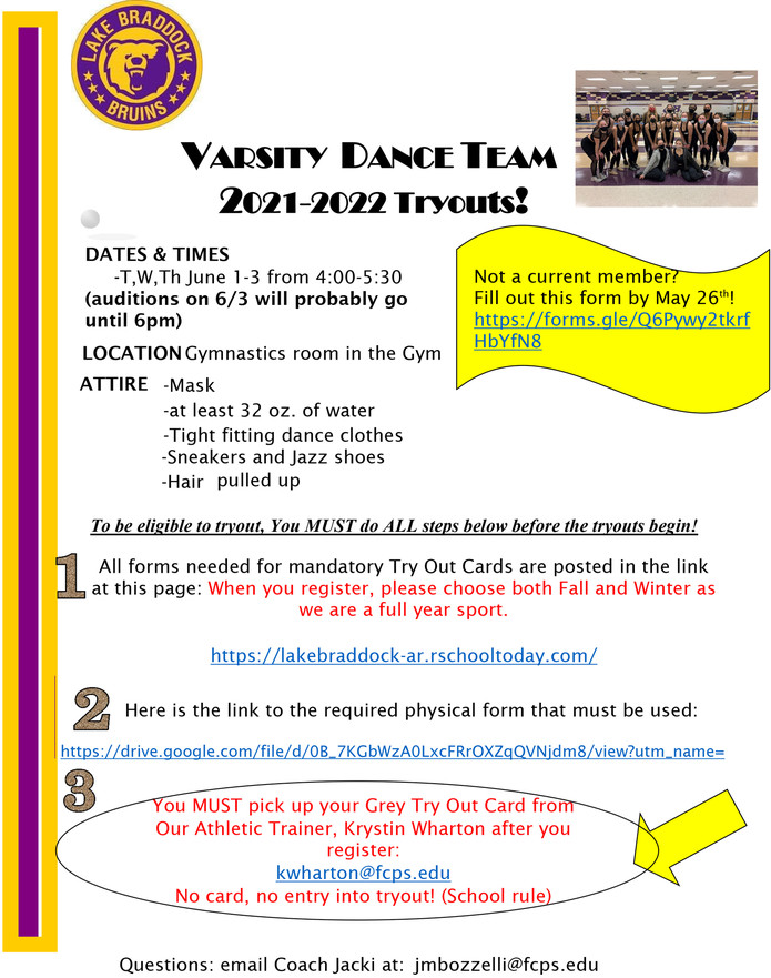 Dance Team Try-Out Information