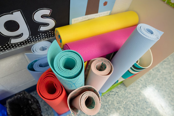 photo of colorful yoga mats
