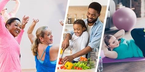 collage of people enjoying various wellness activities