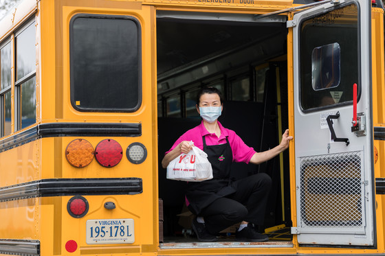 Food service worker on a bus.