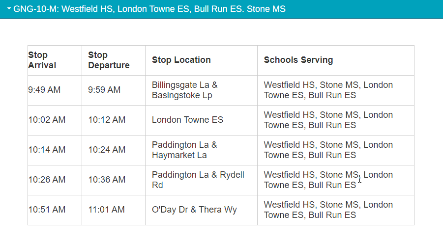 Monday Meal Bus Route