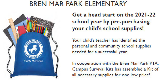 School Supply Kits Available Through the PTA