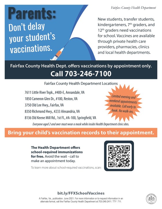 Reminder to get vaccinations