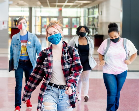 Students in masks.