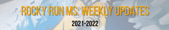 Image of ram mural in gym with the text "weekly updates 2021-2022" on it. 