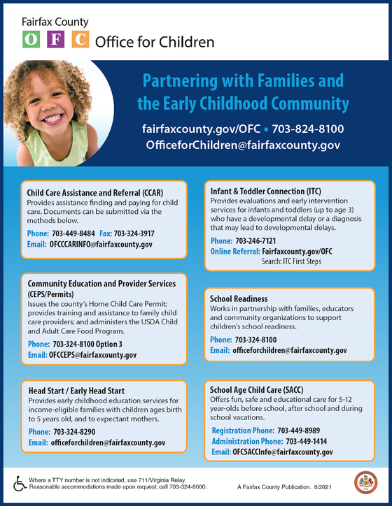 English version of Fairfax County Office for Children flyer
