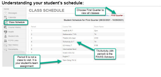 BTSN student schedule