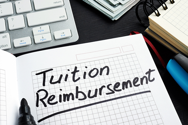 graphic of notebook that says Tuition Reimbursement
