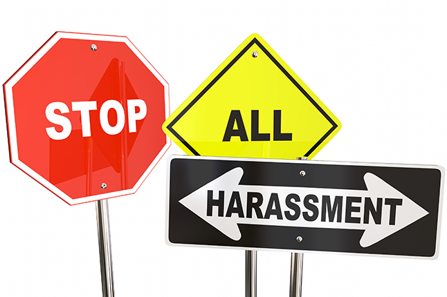 graphic of stop sign and theword harassment