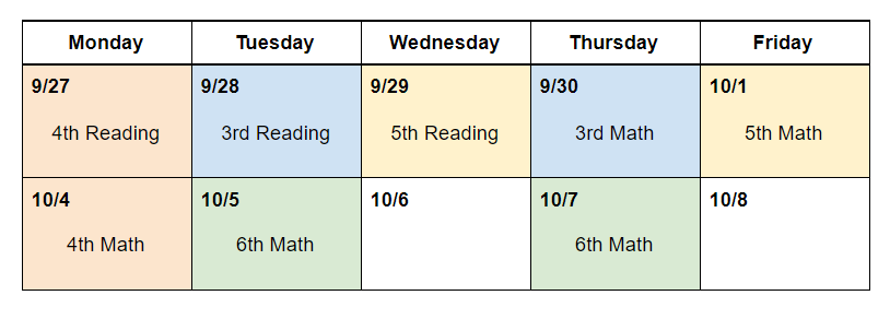 VGA Calendar Testing Dates
