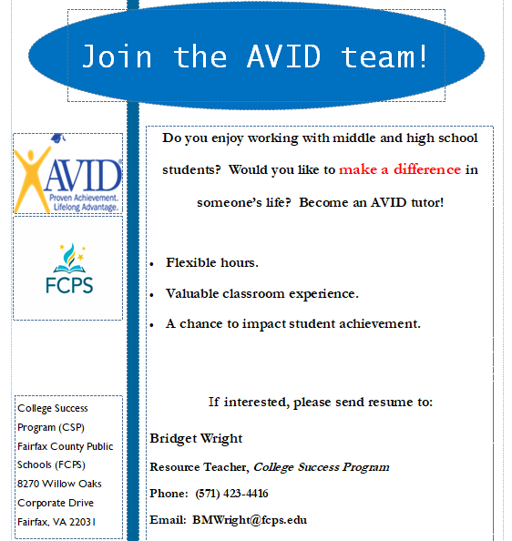 Join the AVID Team flyer