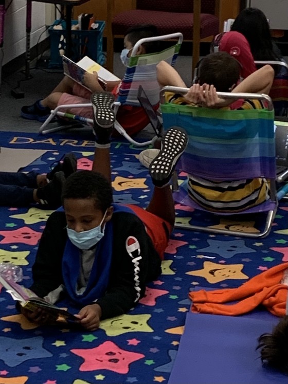 Students engaged in independent reading