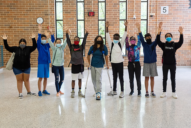 Group of students in a school. 