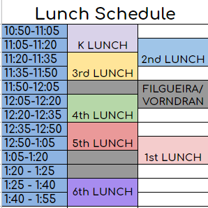 lunch schedule
