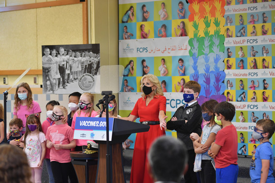 Dr. Jill Biden with students.