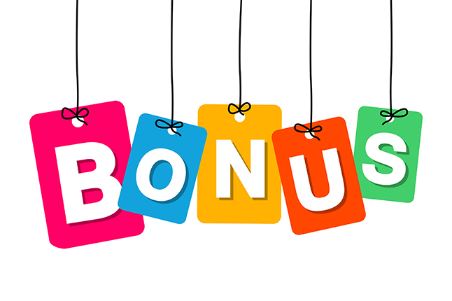 graphic of hanging letters that spell BONUS