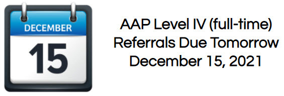 AAP Referrals Due Tomorrow