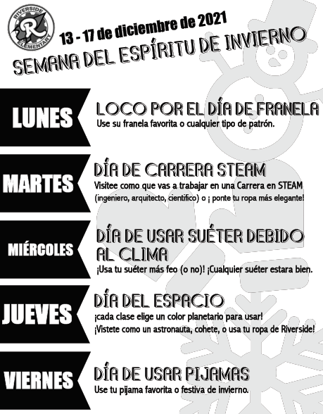 winter spirit week spanish