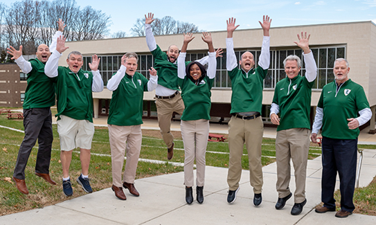 LangleyHS administration jumping for joy