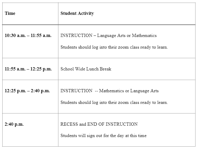 Snow Day Schedule Eng. 