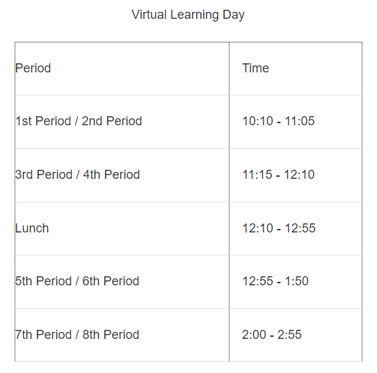 Virtual Learning Schedule