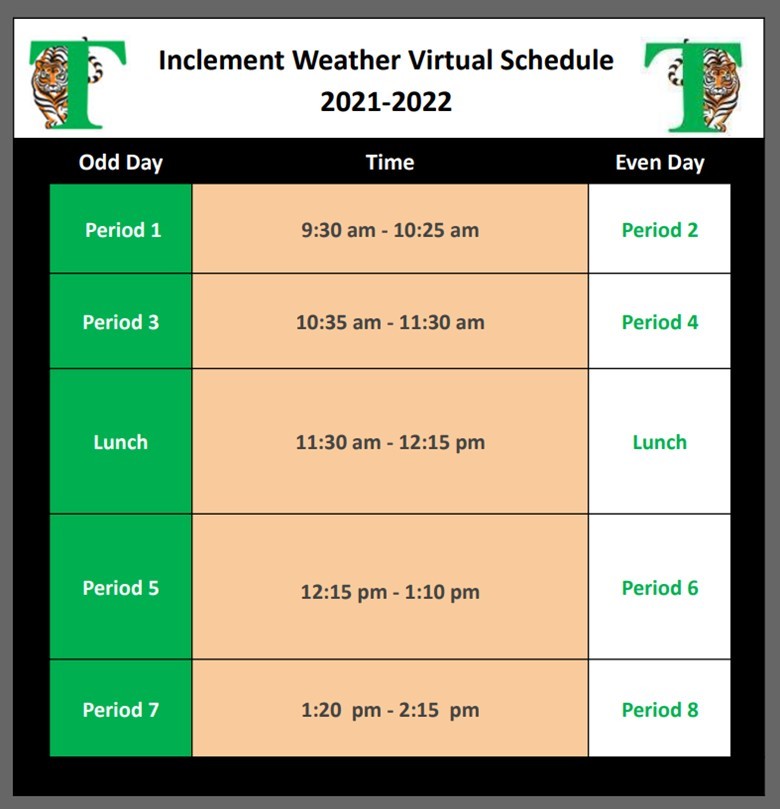 Inclement Weather Virtual Schedule