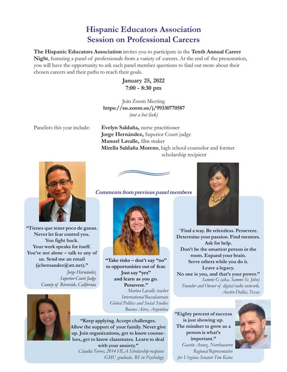 Hispanic Educators Association Career Night flyer 