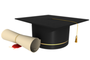 Graduation cap and diploma graphic