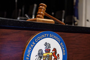 School Board logo with gavel.