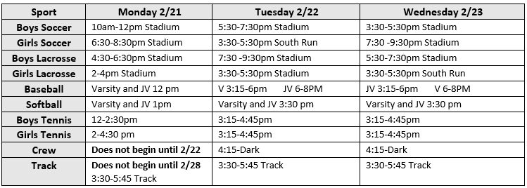 Tryouts Dates and Times