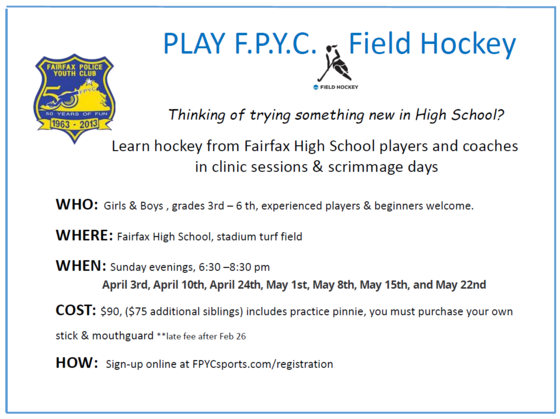 Play F.P.Y.C. Field Hockey