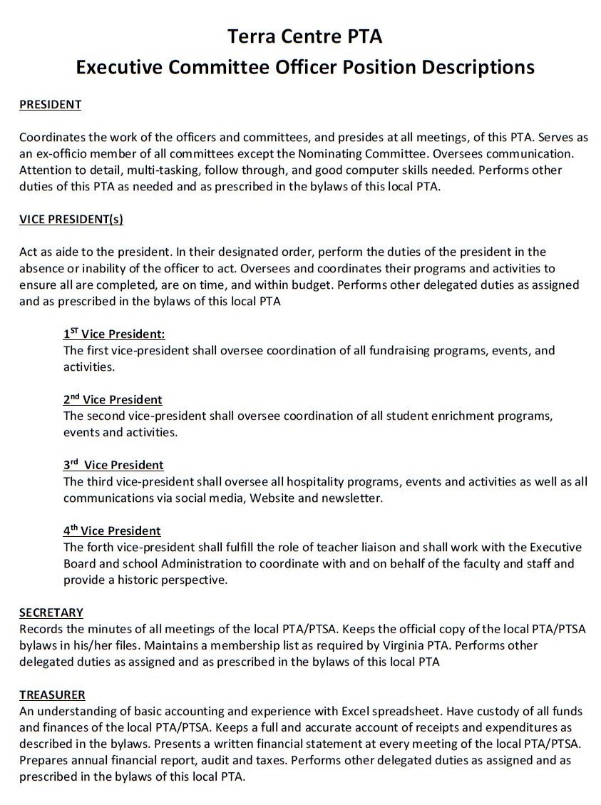 PTA Officer Information