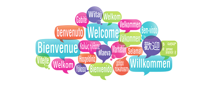 Welcome in different lang