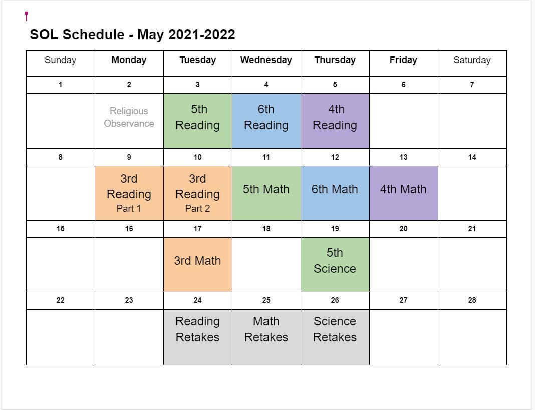 SOL Schedule