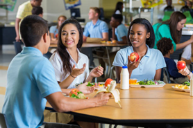 Picture of students eating lunch in cafeteria
