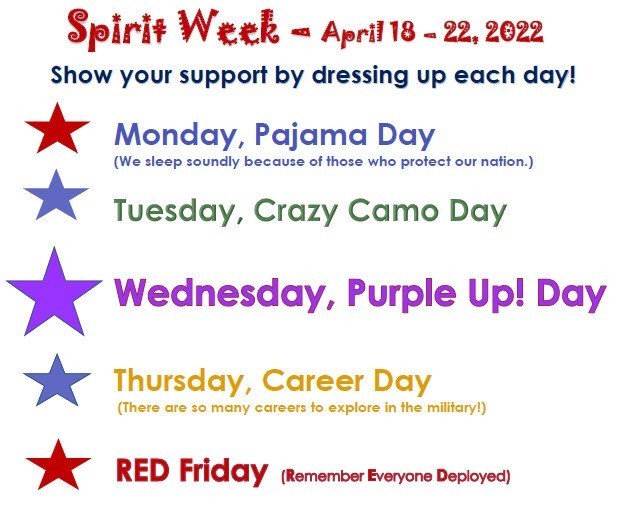 Spirit Week- April 18 - 22